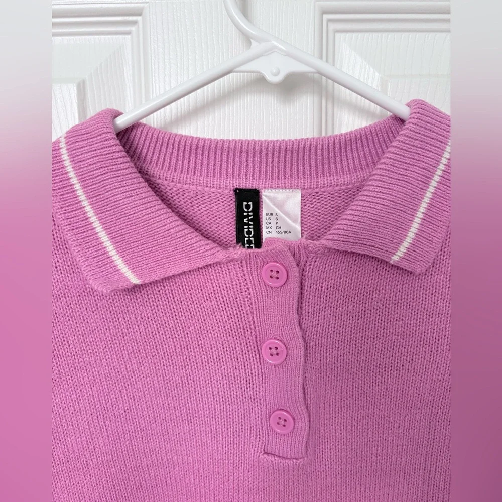 Divided Pink Polo-Style Knit Sweater - Picture 3 of 7